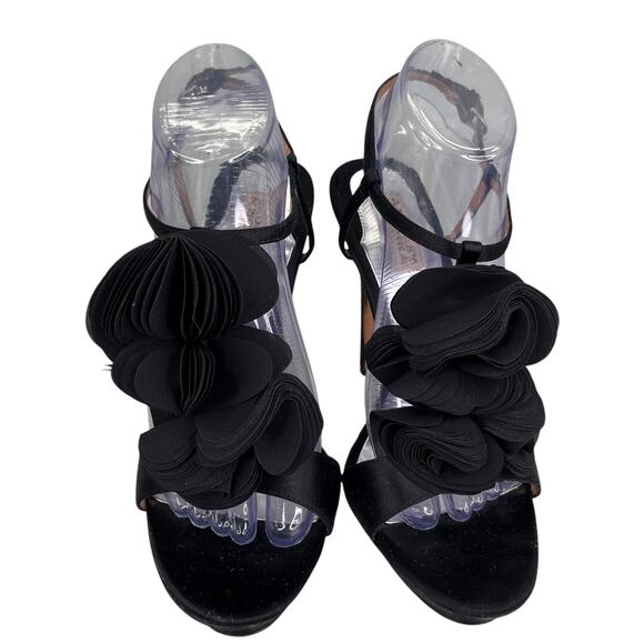 Badgley Mischka Black Satin Stilettos 5 1/2” Heel 9M - Picture 2 of 16